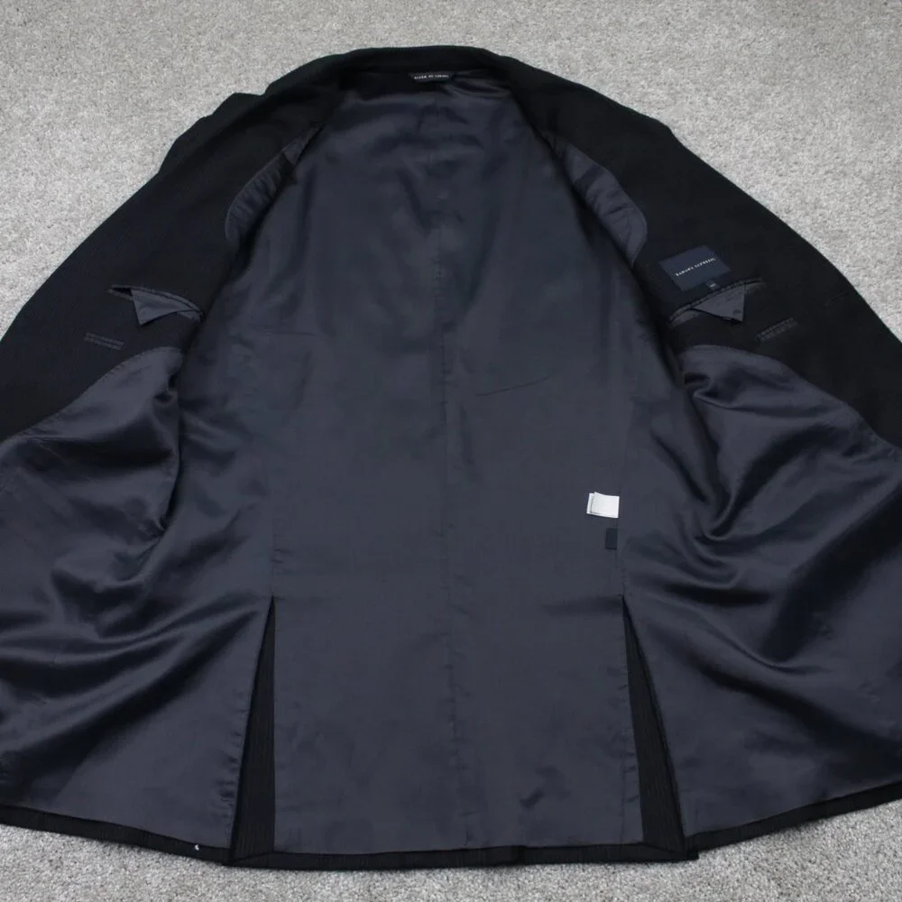Banana Republic Blazer Men 42R Black Pinstriped Wool 2 Button Sports Jacket Coat